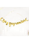 Iyi Bayramlar Yazılı Kaligrafi Banner Gold Renkli 20x210cm Ramazan Kurban Bayramı Altın Renginde Süs
