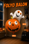 Kabak Hayalet Cadılar Bayramı Folyo Balonu Halloween Partisi Turuncu Beyaz Renkli 80x60 Cm Süs