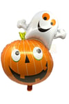 Kabak Hayalet Cadılar Bayramı Folyo Balonu Halloween Partisi Turuncu Beyaz Renkli 80x60 Cm Süs