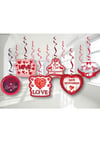 Kalp Temalı Seni Seviyorum I Love You Yazılı 6lı 70 Cm Çift Taraflı Kalpli Sarkıt Tavan Süsü