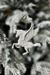 Kanatlı Beyaz Pegasus At Yılbaşı Ağaç Süsü Kabartmalı Unicorn Simli 12 Cm Yeni Yıl Çam Ağacı Süs