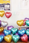 Karışık Renkli Kalp Krom Balon 10 Adet 30 Cm Inanılmaz Parlak Kalpli Renk Renk Romantik Aşk Partisi