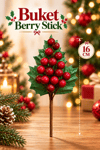 Kırmızı Berry Stick Yılbaşı Buketi 16 cm Yeni Yıl Çiçeği Yapraklı Dekoratif Dal Vazo Çam Ağacı Süsü
