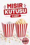 Kırmızı Çizgili Beyaz Mısır Kutusu 8li Karton Cips Kutusu 8 Adet Pop Corn Darı Kabı
