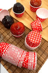 Kırmızı Puantiyeli 50li Kek Kalıbı Fırında Dağılmayan Puanlı 6.5x4 Cm Sert Karton Muffin Cupcake