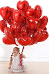 Kırmızı Renk Kalp Folyo Balon 45 Cm 18 inç Parlak Helyuma Uyumlu Konsept Parti Doğum Günü Balonu