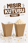 Kraft Karton Rengi Mısır Kutusu 8Li Kahverengi Karton Cips Kutusu Düz Renkli 8 Adet Pop Corn Darı