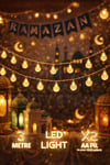 Kristalize Top Led Işık 3 Metre Hoşgeldin Ramazan Bayramı Dekorasyonu 20 Ledli Günışığı Pilli Süs