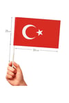 Küçük Boy 10 Adet Çubuklu Kağıt Türk Bayrağı Sopalı Saplı Ay Yıldız Baskılı Milli Bayrak 25x20 Cm