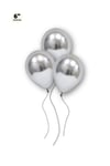 Küçük Mini Boy Gümüş Renkli Krom Balon 10 Adet 6 Inç 15 Cm Gri Silver Çok Parlak Doğum Günü Balonu