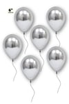 Küçük Mini Boy Gümüş Renkli Krom Balon 10 Adet 6 Inç 15 Cm Gri Silver Çok Parlak Doğum Günü Balonu