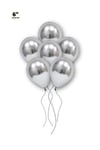 Küçük Mini Boy Gümüş Renkli Krom Balon 10 Adet 6 Inç 15 Cm Gri Silver Çok Parlak Doğum Günü Balonu