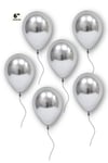 Küçük Mini Boy Gümüş Renkli Krom Balon 50 Adet 6 Inç 15 Cm Gri Silver Çok Parlak Doğum Günü Balonu