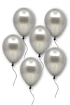 Küçük Mini Boy Gümüş Renkli Metalik Balon 50 Adet 6 Inç 15 Cm Gri Silver Konsept Doğum Günü Balonu