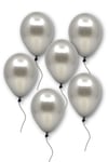 Küçük Mini Boy Gümüş Renkli Metalik Balon 10 Adet 6 Inç 15 Cm Gri Silver Konsept Doğum Günü Balonu