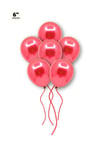 Küçük Mini Boy Kırmızı Renkli Krom Balon 50 Adet 6 Inç 15 Cm Doğum Günü Partisi Parlak Balonu