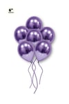 Küçük Mini Boy Mor Renkli Krom Balon 10 Adet 6 Inç 15 Cm Doğum Günü Partisi Balonu Çok Canlı Parlak