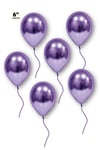 Küçük Mini Boy Mor Renkli Krom Balon 10 Adet 6 Inç 15 Cm Doğum Günü Partisi Balonu Çok Canlı Parlak