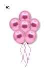 Küçük Mini Boy Pembe Renkli Krom Balon 50 Adet 6 Inç 15 Cm Doğum Günü Parlak Cinsiyet Partisi Balonu