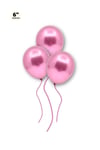 Küçük Mini Boy Pembe Renkli Krom Balon 50 Adet 6 Inç 15 Cm Doğum Günü Parlak Cinsiyet Partisi Balonu