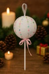 Lolipop Şeker 25 Cm Pembe Fiyonklu Renkli Mini Yıldız Kalp Figürlü Tatlı Yılbaşı Çam Ağacı Süsü