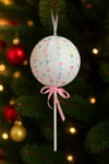 Lolipop Şeker 25 Cm Pembe Fiyonklu Renkli Mini Yıldız Kalp Figürlü Tatlı Yılbaşı Çam Ağacı Süsü