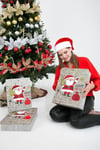 Lüks Yılbaşı Hediyelik Hediye Kutusu 3 Lü Set Yaldızlı Parlak Baskı Noel Baba Geyik Merry Christmas