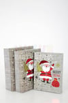Lüks Yılbaşı Hediyelik Hediye Kutusu 3 Lü Set Yaldızlı Parlak Baskı Noel Baba Geyik Merry Christmas