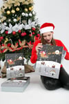 Lüks Yılbaşı Hediyelik Hediye Kutusu 3 Lü Set Noel Baba Geyik Baskılı Karlı Yılbaşı Şehri Temalı