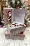 Lüks Yılbaşı Hediyelik Hediye Kutusu 3 Lü Set Yaldızlı Parlak Baskı Noel Baba Geyik Merry Christmas