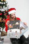 Lüks Yılbaşı Hediyelik Hediye Kutusu 3 Lü Set Noel Baba Geyik Baskılı Karlı Yılbaşı Şehri Temalı