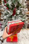 Lüks Yılbaşı Hediyelik Hediye Kutusu 3 Lü Set Fiyonklu Kırmızı Noel Baba Geyik Kardan Adam Baskılı