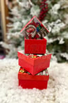 Lüks Yılbaşı Hediyelik Hediye Kutusu 3 Lü Set Kabartmalı Noel Baba Baskılı Yeni Yıl Kış Temalı