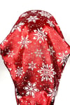 Lüx Polyester Yılbaşı Noel Baba Şapkası Parlak Ucu Ponponlu Yeni Yıl Beyaz Kar Tanesi Baskılı