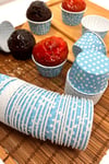 Mavi Puantiyeli 50li Kek Kalıbı Fırında Dağılmayan Puanlı 6.5x4 Cm Sert Karton Muffin Cupcake
