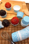 Mavi Puantiyeli 50li Kek Kalıbı Fırında Dağılmayan Puanlı 6.5x4 Cm Sert Karton Muffin Cupcake