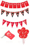 Milli Bayram Süsleme Paketi Atatürk Flama Türk Bayraklı Balon Çubuklu Bayrak 23 Nisan 29 Ekim Süsü