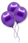 Mor Renkli Metalik Balon 10 Adet 30 Cm Lateks Violet Renginde Doğum Günü Partisi Temalı Süs Balonu