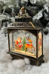 Müzikli Işıklı Motorlu Pulları Hareketli Geyikli Noel Baba 18x13 Cm Yılbaşı Yeni Yıl Dekor Süsü