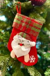 Noel Baba Yılbaşı Peluş Çorap 12x17 Cm Kırmızı Yeşil Renkli Yeni Yıl Çam Ağacı Asmalık Asılan Süs