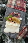 Noel Baba Yılbaşı Peluş Çorap 21x15 Cm Gri Gümüş Renkli Yeni Yıl Çam Ağacı Asmalık Asılan Süs