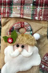 Noel Baba Yılbaşı Peluş Çorap 21x15 cm Hasır Renkli Ekoseli Yeni Yıl Çam Ağacı Asmalık Asılan Süs