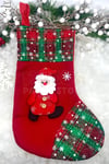 Noel Baba Yılbaşı Peluş Çorap 40x33 Cm Kırmızı Yeşil Ekoseli Yeni Yıl Çam Ağacı Asmalık Asılan Süs