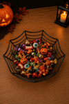 Örümcek Ağı Motifli Sunum Kasesi Siyah Halloween Cadılar Bayramı Şekerlik Parti Dekor Aksesuarı