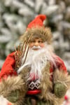 Oturan Noel Baba 30 Cm Kırmızı Kürklü Çalı Odun Detaylı Oturabilen Yılbaşı Yeni Konsept Dekoru