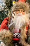Oturan Noel Baba 30 Cm Kırmızı Kürklü Çalı Odun Detaylı Oturabilen Yılbaşı Yeni Konsept Dekoru