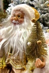 Oturan Noel Baba 45 Cm Gold Kürklü Gold Ağaçlı Hediye Torbalı Oturabilen Yeni Yıl Yılbaşı Süsü