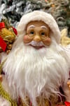 Oturan Noel Baba 45 Cm Kırmızı Kürklü Gold Çanlı Hediye Torbalı Oturabilen Yeni Yıl Yılbaşı Süsü