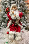 Oturan Noel Baba 45 Cm Kırmızı Kürklü Gaz Lambası Hediye Dolu Torba Detaylı Oturabilen Yılbaşı Dekor