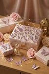 Pasta ve Balon Zinciri Süsü Lila Kelebek 63 Parça 4-6 Cm Parlak Gold Yaldızlı Sert Karton Parti Süs
